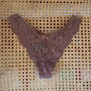 NWOT H&M Brown Lace Brazilian Briefs Panties XS